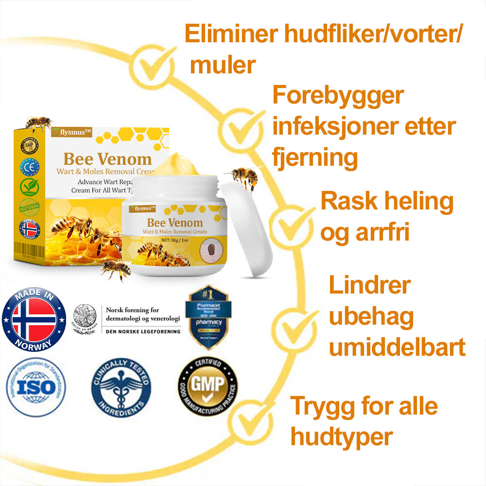 🐝flysmus™ Bievenom vorte- og føflekkfjerningskrem, sertifisert av Statens legemiddelverk (NoMA)💖✅