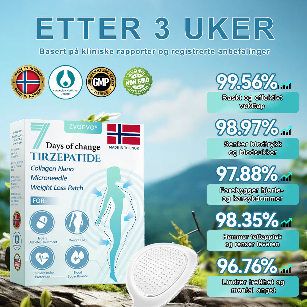 ⚖️🐙【Siste dags tilbud -60 %🌟】🌈🌈ZVOEVO® SMGT-GLP-1 Tirzenti & Kollagen Nano-Mikronål Slankepatch丨Rettet mot fedme, slapp hud, høyt blodtrykk, diabetes, fettlever, leddsmerter og tretthet